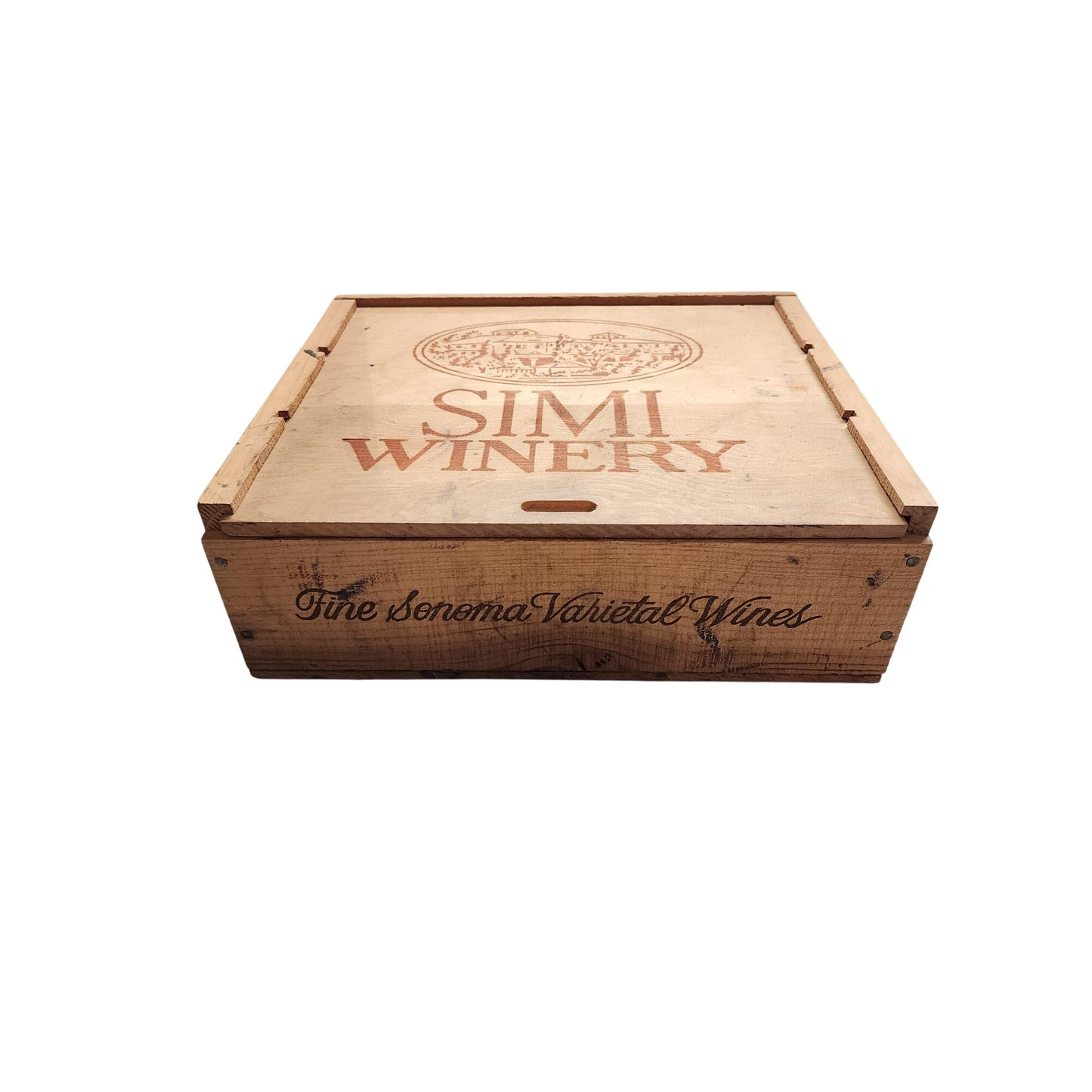 Vintage Simi Winery Wooden Box With Sliding Lid & Dividers