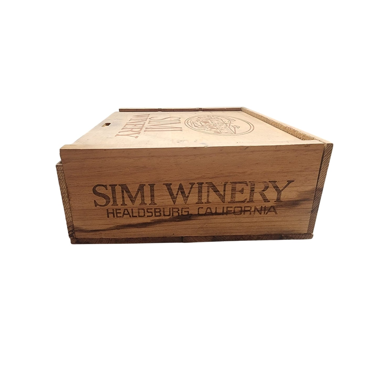 Vintage Simi Winery Wooden Box With Sliding Lid & Dividers