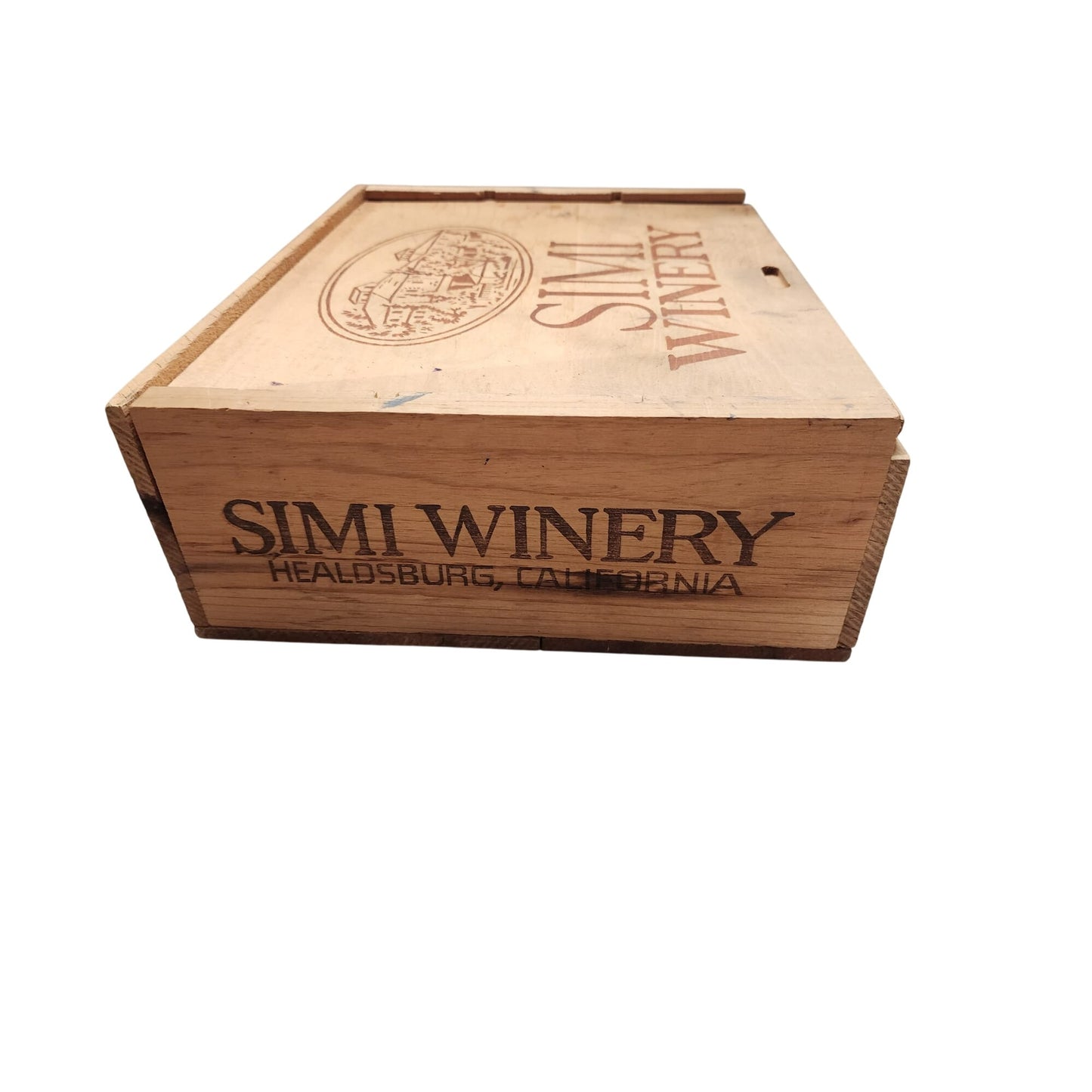 Vintage Simi Winery Wooden Box With Sliding Lid & Dividers