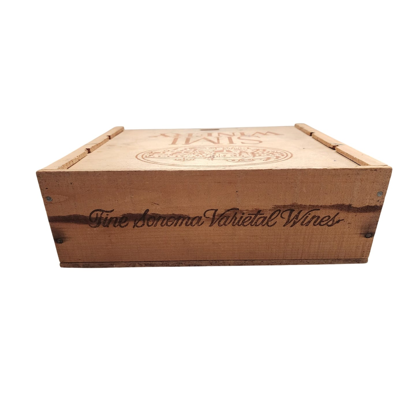 Vintage Simi Winery Wooden Box With Sliding Lid & Dividers