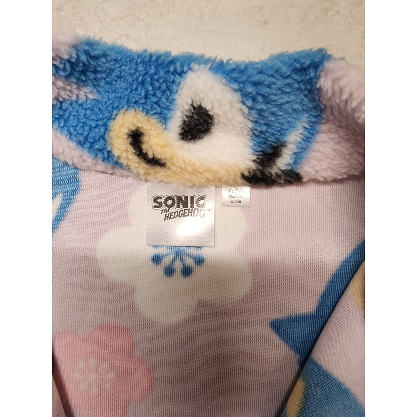 Sonic The Hedgehog Kids Jacket XL Pink Blue Floral Cartoon Print