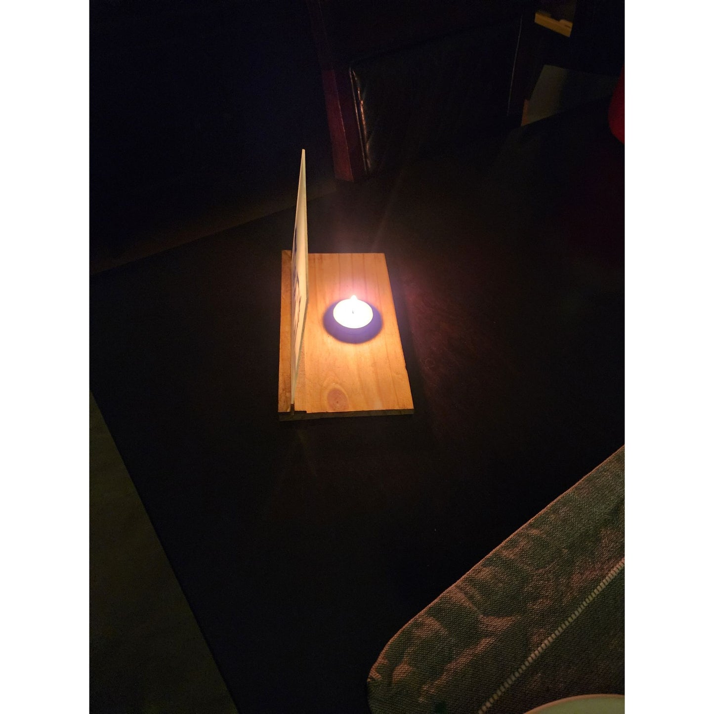 Nativity Silhouette Glass Candle Holder With Wooden Base