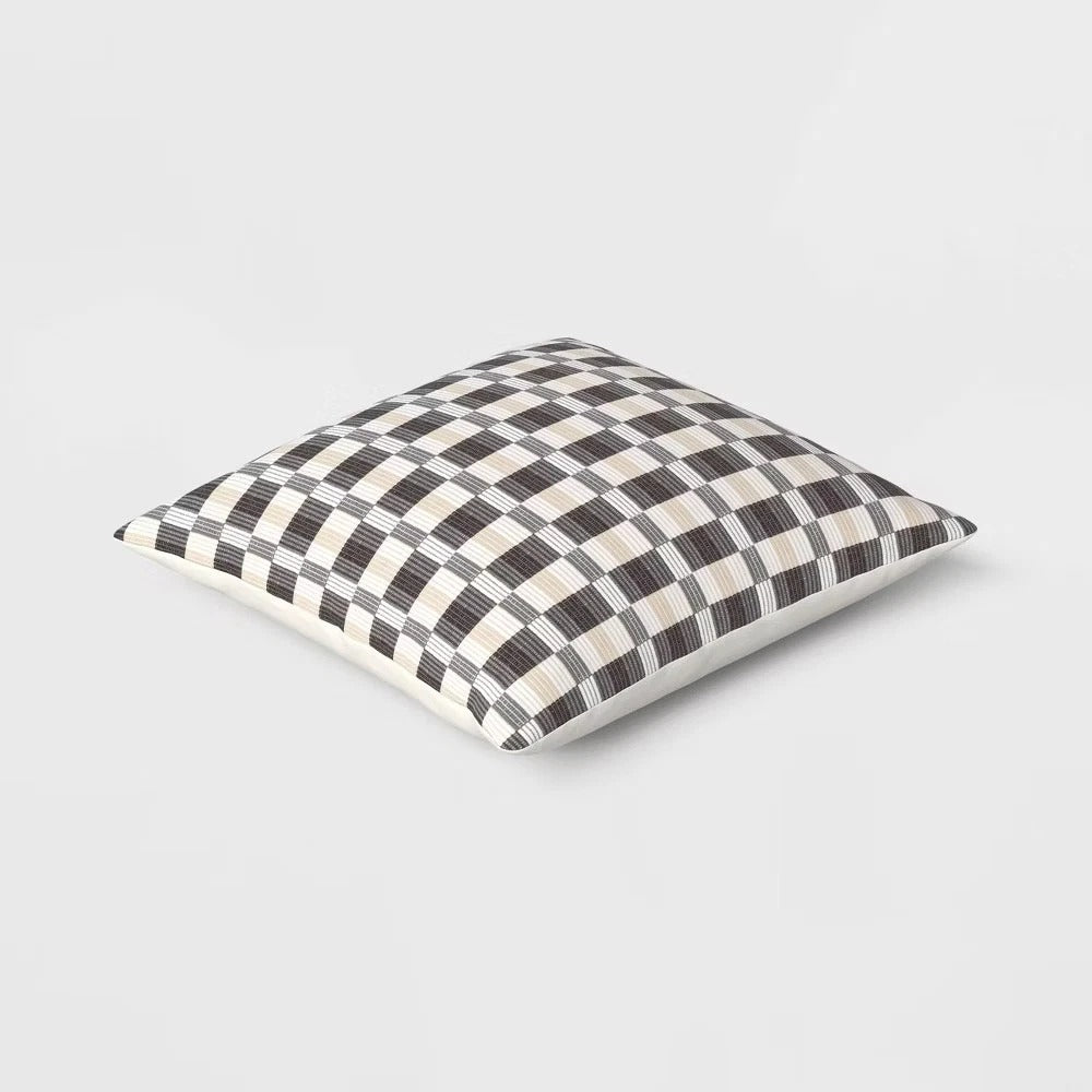 Threshold Oversized Woven Linework Square Throw Pillow Black/Neutral