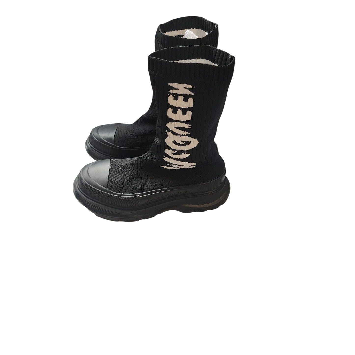 Alexander McQueen Tread Logo Sock mens shoes Black SIZE40