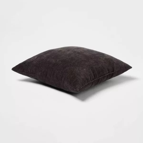 Threshold 2pk Chenille Square Throw Pillows Black -
