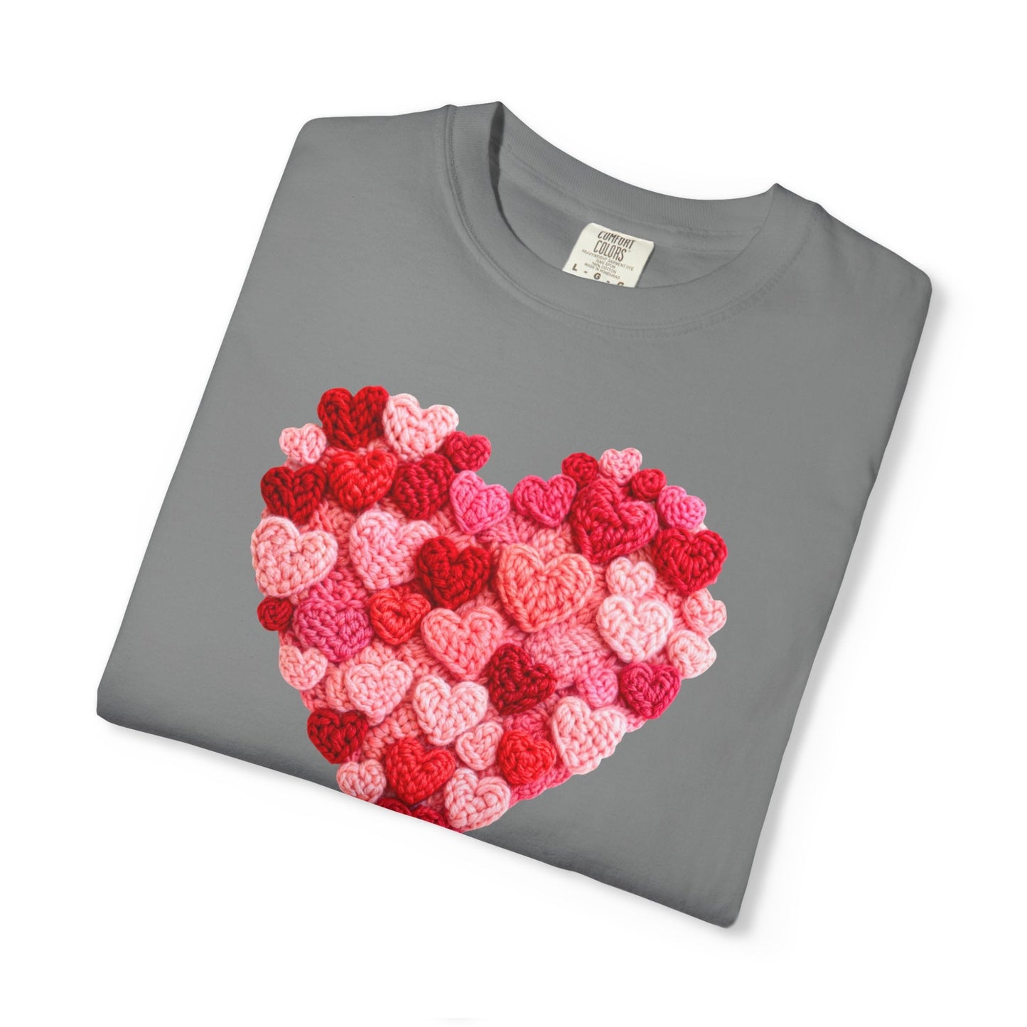 Heart Pattern Knit Look Graphic Shirt Cozy Valentine Style