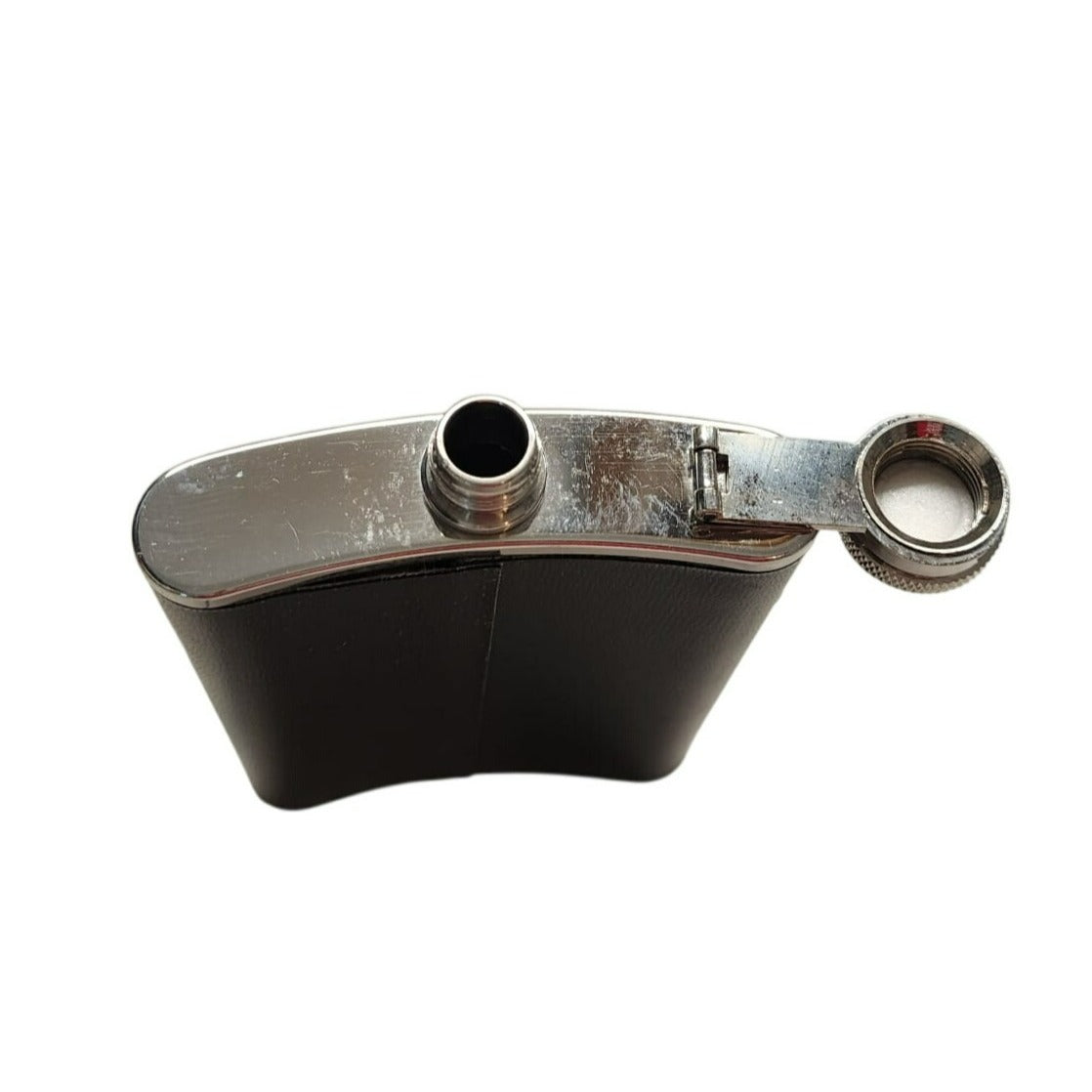 Bulova 8Oz Black & Silver Stainless Steel Hip Flask With Secure Screw Cap