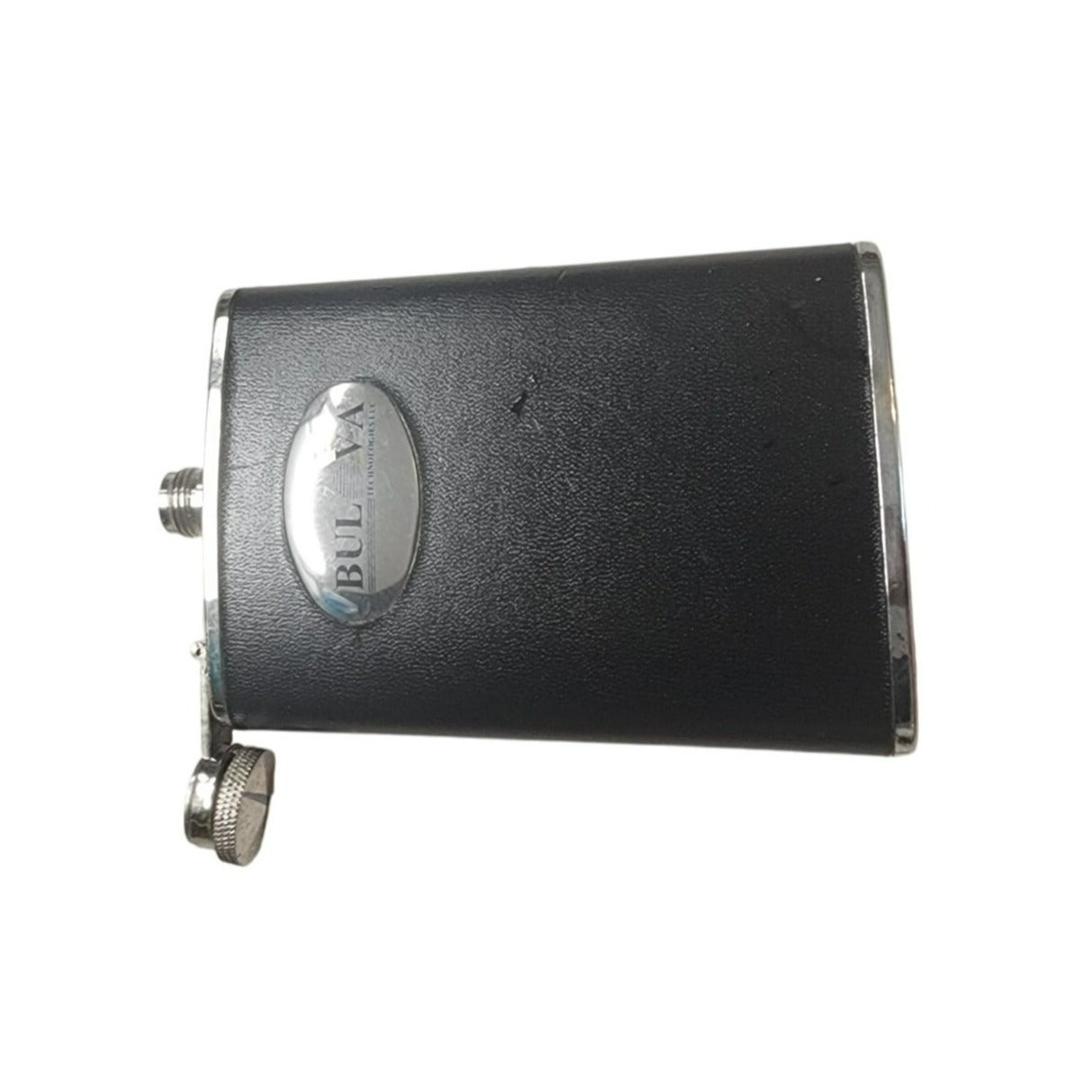 Bulova 8Oz Black & Silver Stainless Steel Hip Flask With Secure Screw Cap