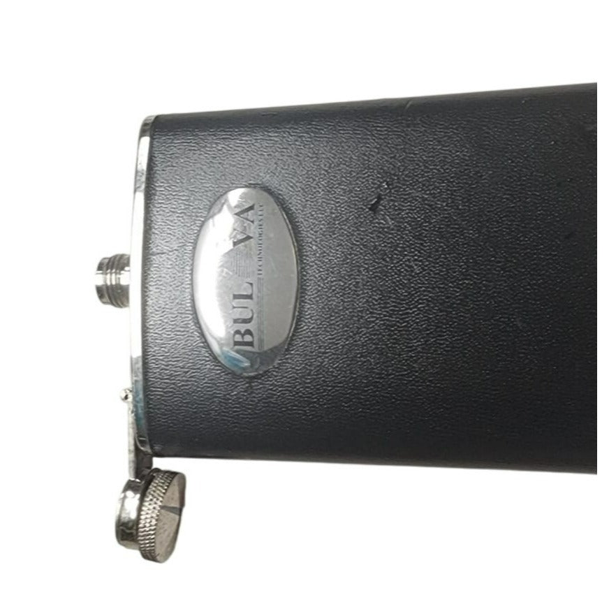 Bulova 8Oz Black & Silver Stainless Steel Hip Flask With Secure Screw Cap