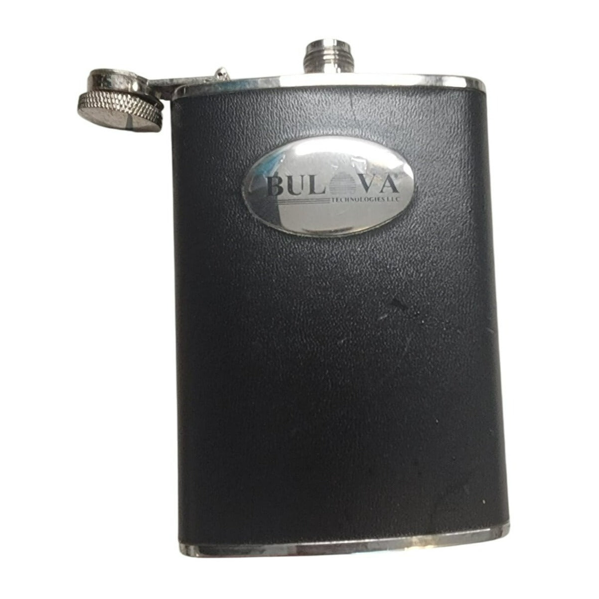 Bulova 8Oz Black & Silver Stainless Steel Hip Flask With Secure Screw Cap