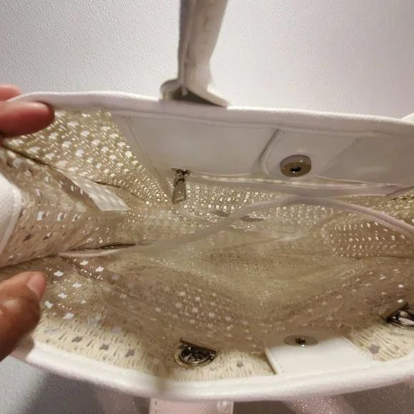 Steve Madden Woven Tote handbag With Double Handles & Chain Shoulder Strap