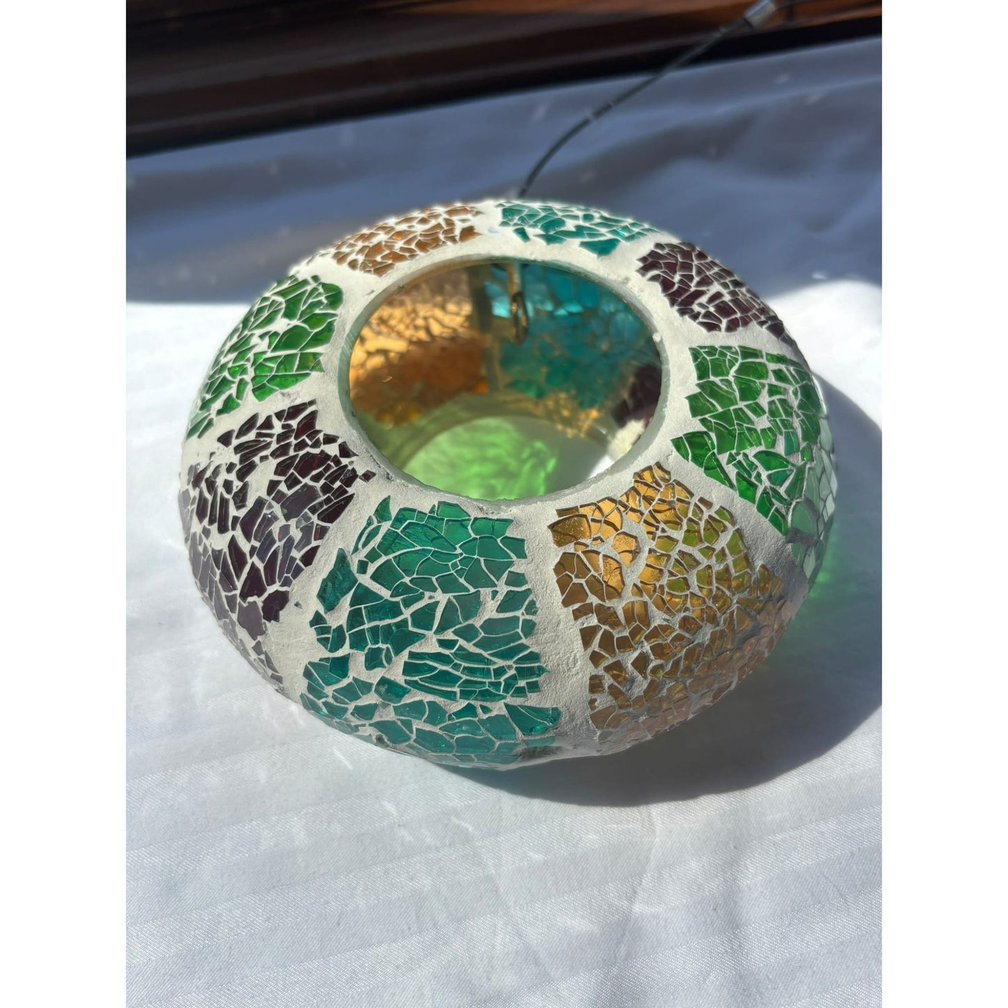 Mosaic Glass Hanging Bird Feeder – Colorful & Multi-Purpose Garden Accent decoration