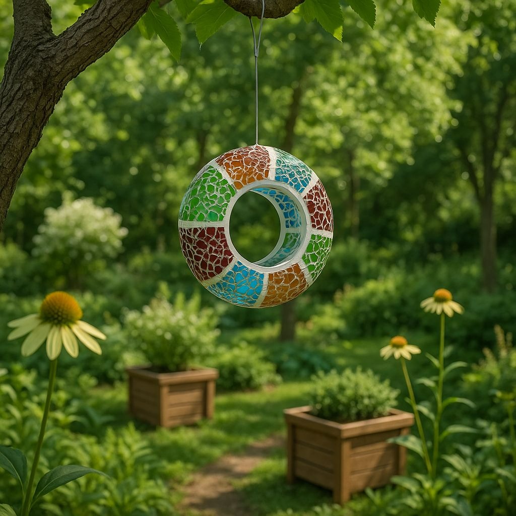 Mosaic Glass Hanging Bird Feeder – Colorful & Multi-Purpose Garden Accent decoration