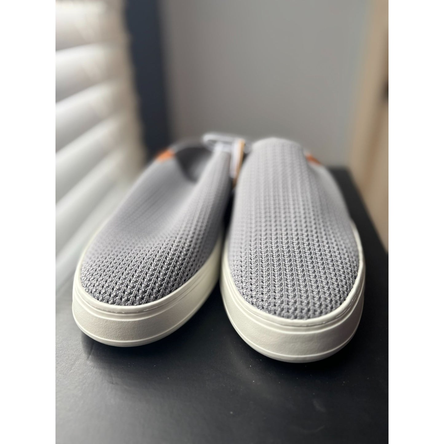 Dearfoams Original Gray Mesh Casual Slip-On Shoes With White Soles