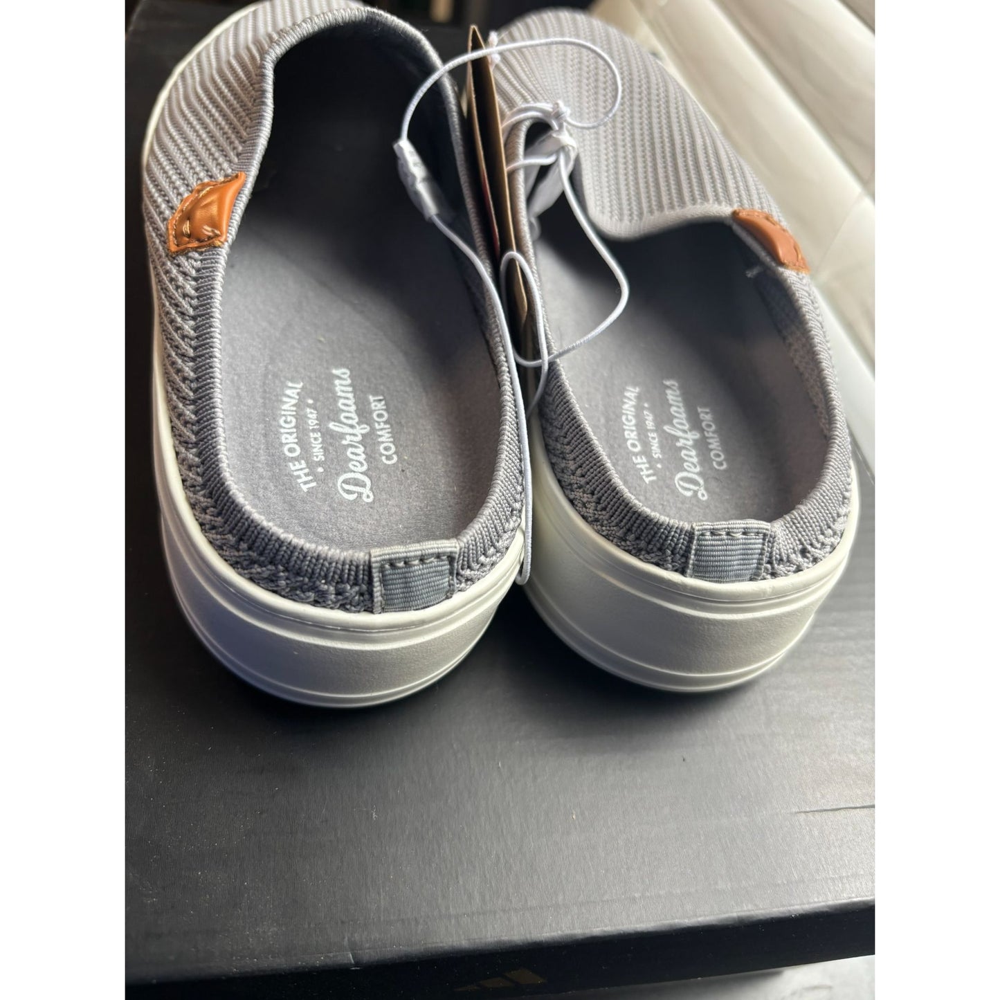 Dearfoams Original Gray Mesh Casual Slip-On Shoes With White Soles