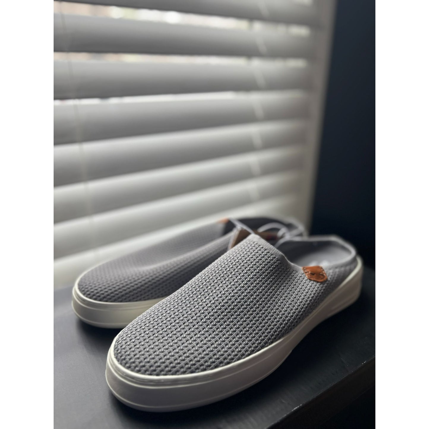 Dearfoams Original Gray Mesh Casual Slip-On Shoes With White Soles