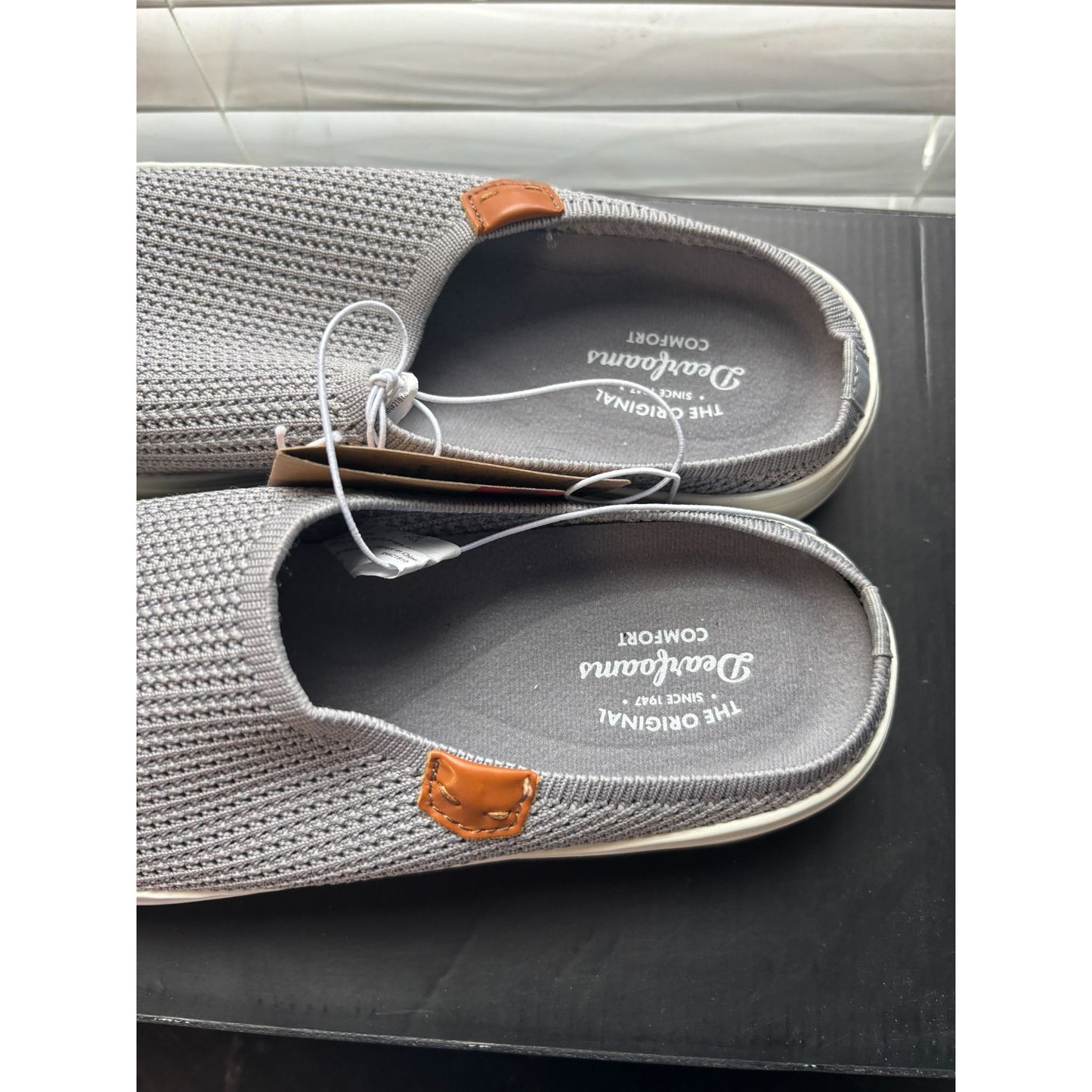 Dearfoams Original Gray Mesh Casual Slip-On Shoes With White Soles