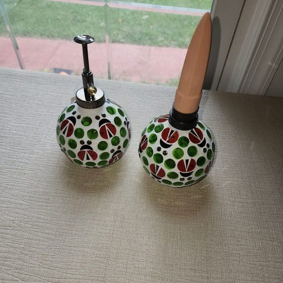 Evergreen set of 2 Mosaic watering globe with coordinated mister set, Ladybug