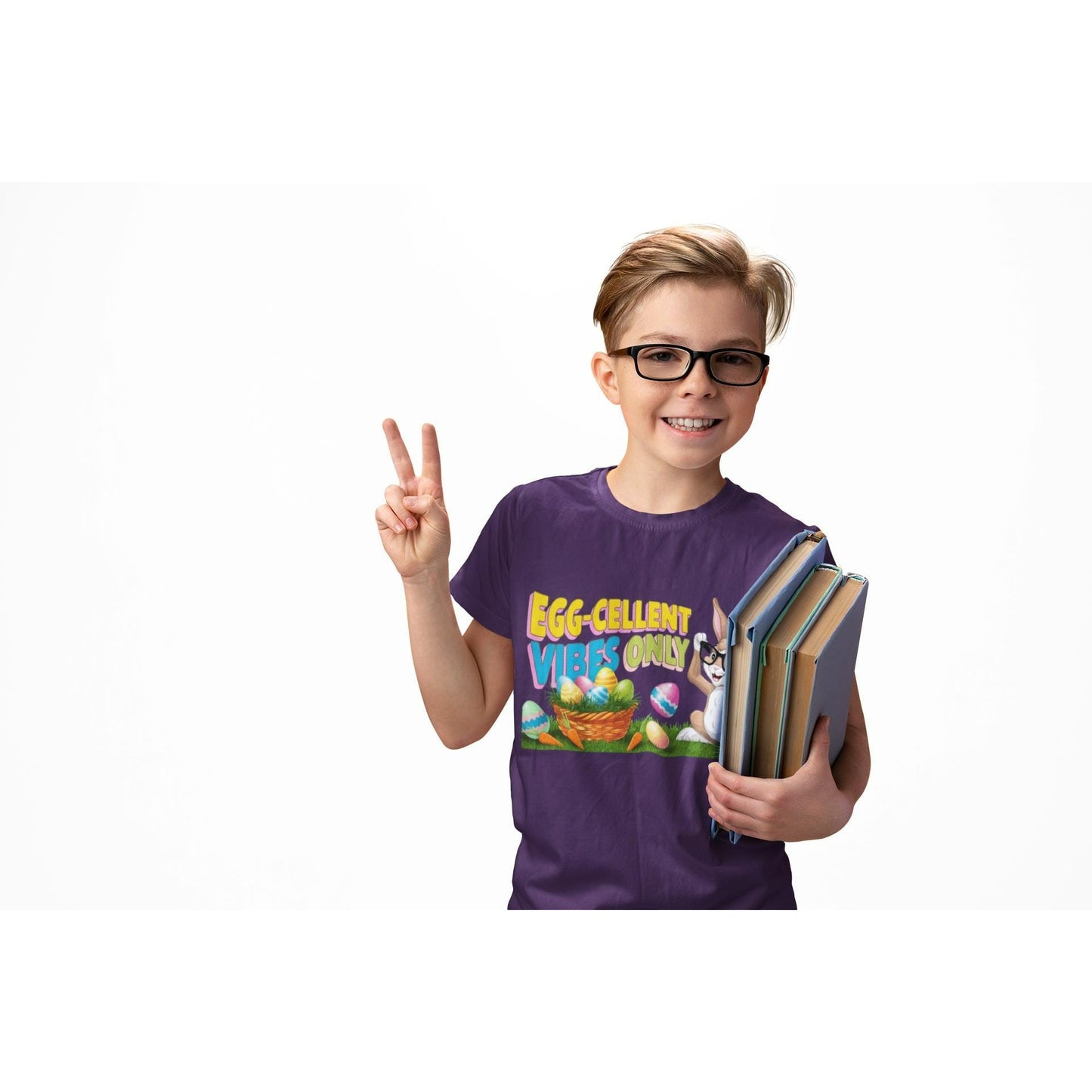 Egg-cellent Vibes Only Kids Tee - Perfect for Easter, Playdates, Birthdays, Spring Celebrations, Fun Outfits