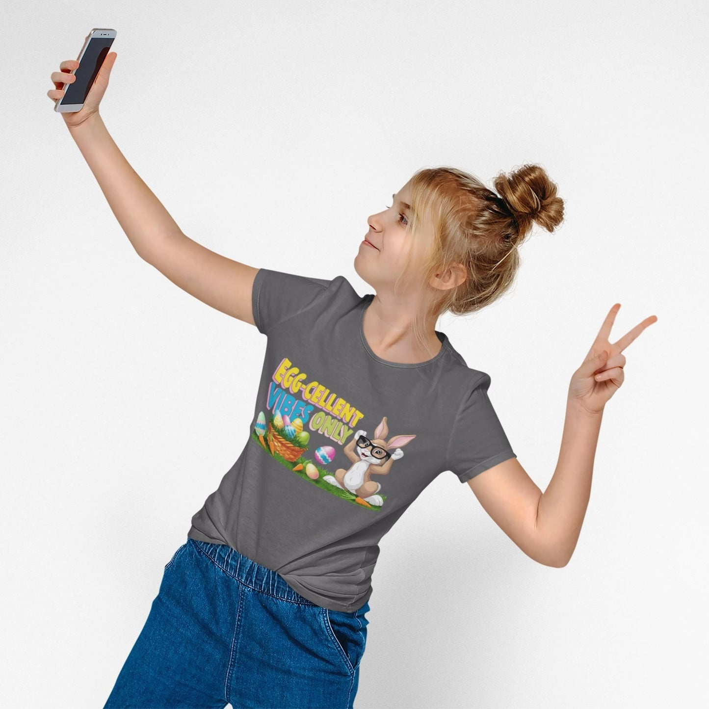 Egg-cellent Vibes Only Kids Tee - Perfect for Easter, Playdates, Birthdays, Spring Celebrations, Fun Outfits