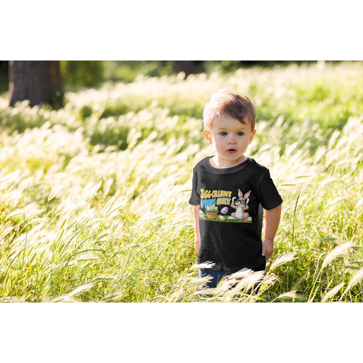 Egg-cellent Vibes Only Kids Tee - Perfect for Easter, Playdates, Birthdays, Spring Celebrations, Fun Outfits