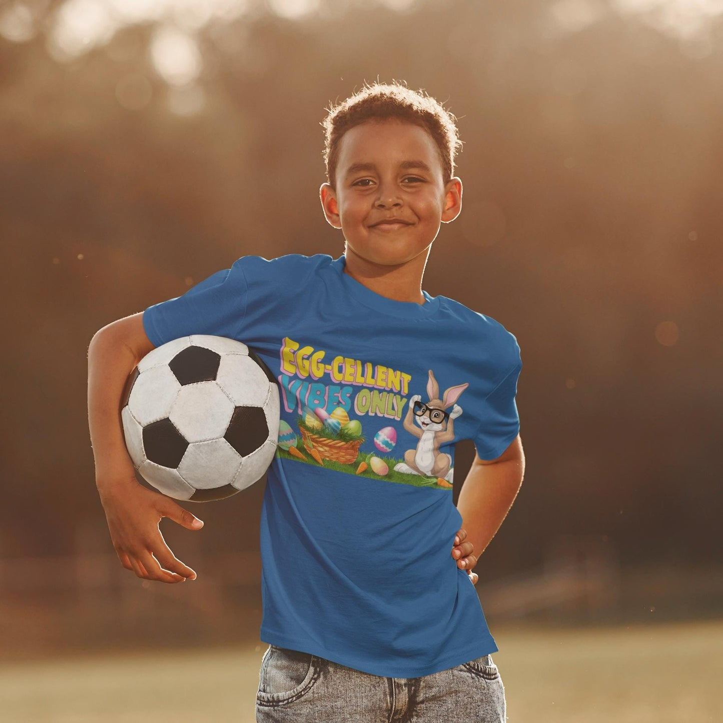 Egg-cellent Vibes Only Kids Tee - Perfect for Easter, Playdates, Birthdays, Spring Celebrations, Fun Outfits