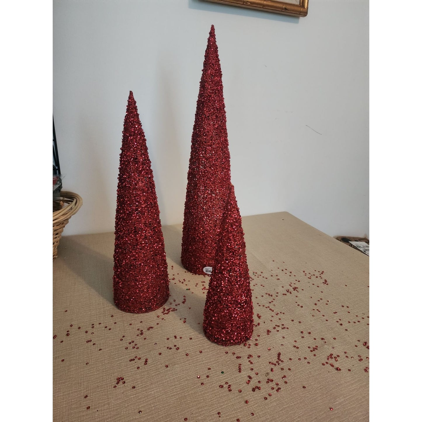 Glitter Cone Decorative Tree Set of 3