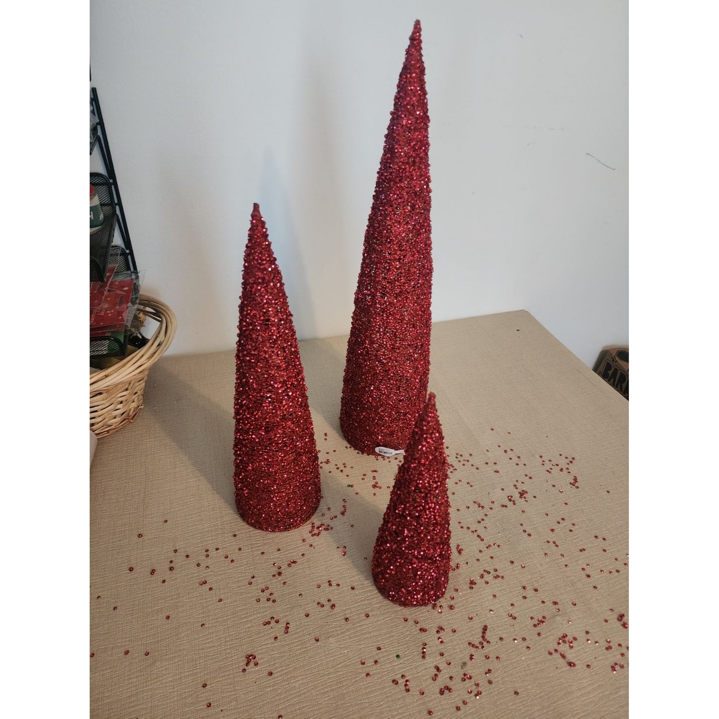 Glitter Cone Decorative Tree Set of 3