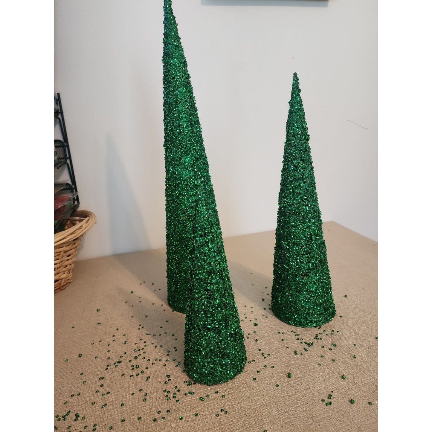 Glitter Cone Decorative Tree Set of 3