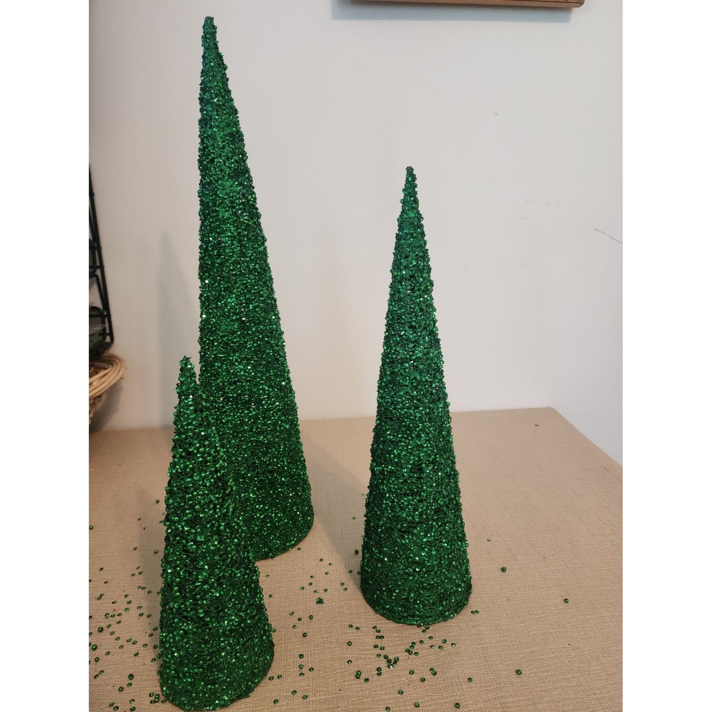 Glitter Cone Decorative Tree Set of 3