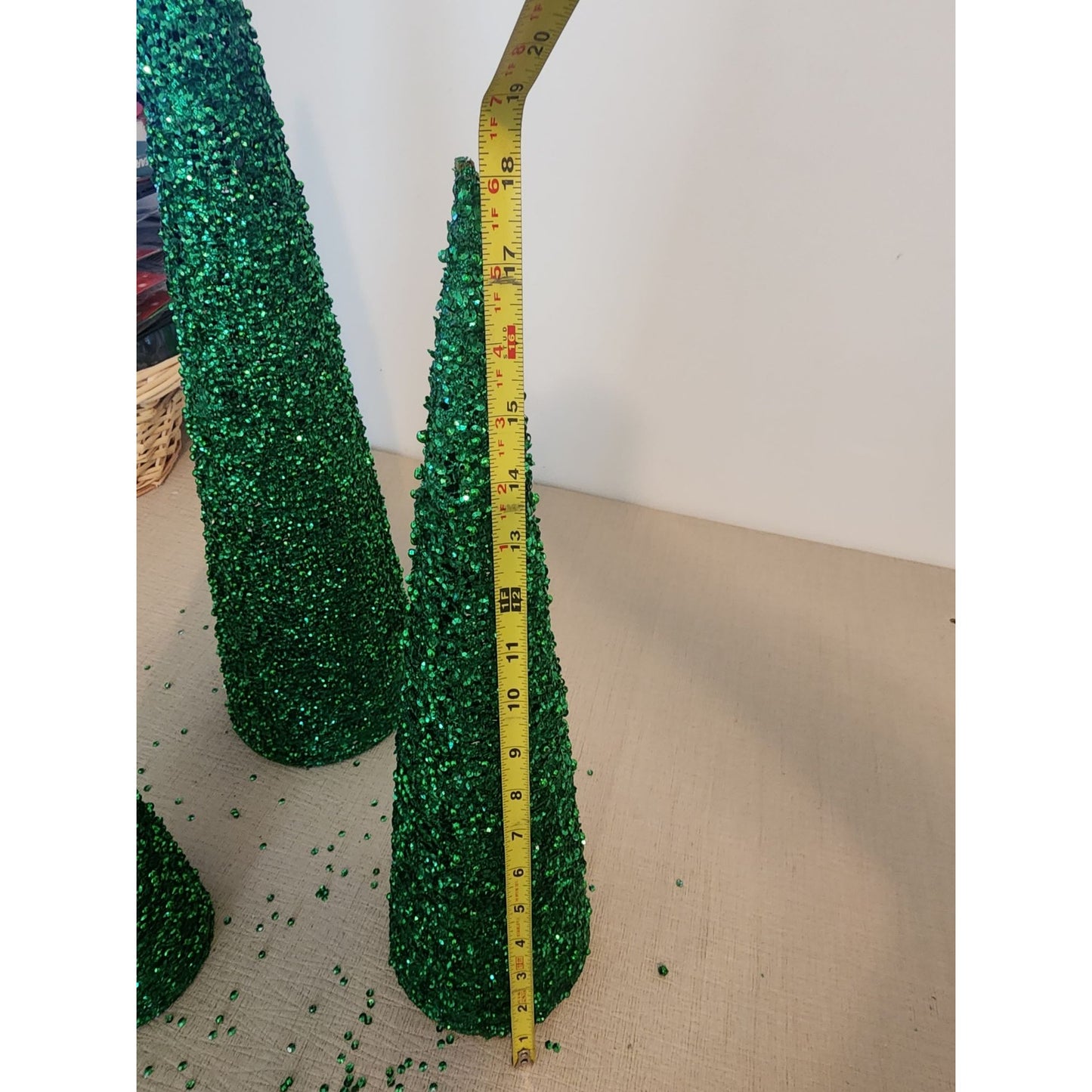 Glitter Cone Decorative Tree Set of 3