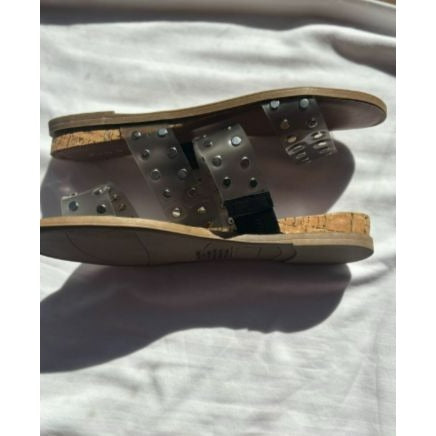 Sun + Stone Womens Studded Slide Sandals GRAY