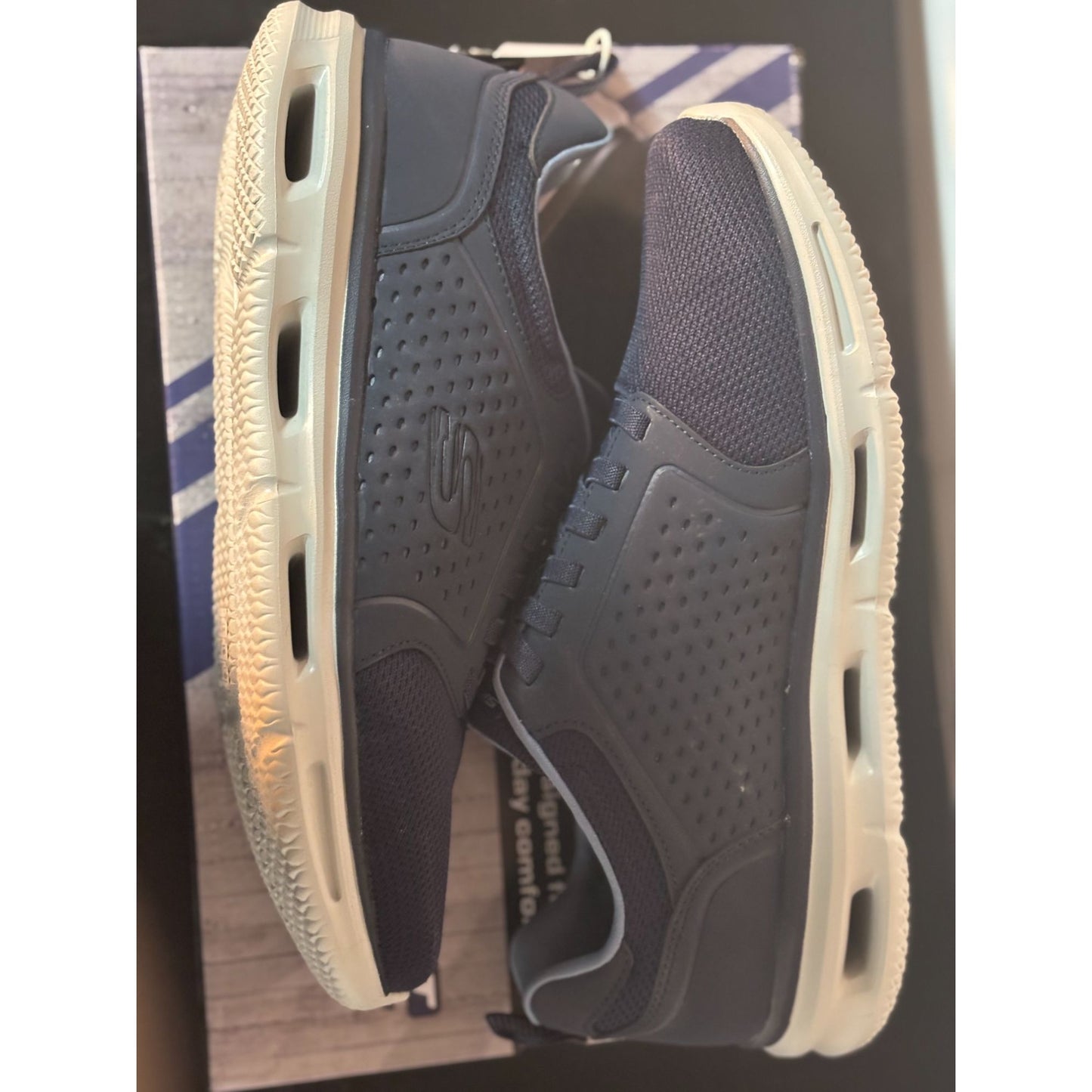 Skechers Mens Classic Fit Navy Sneakers With Memory Foam