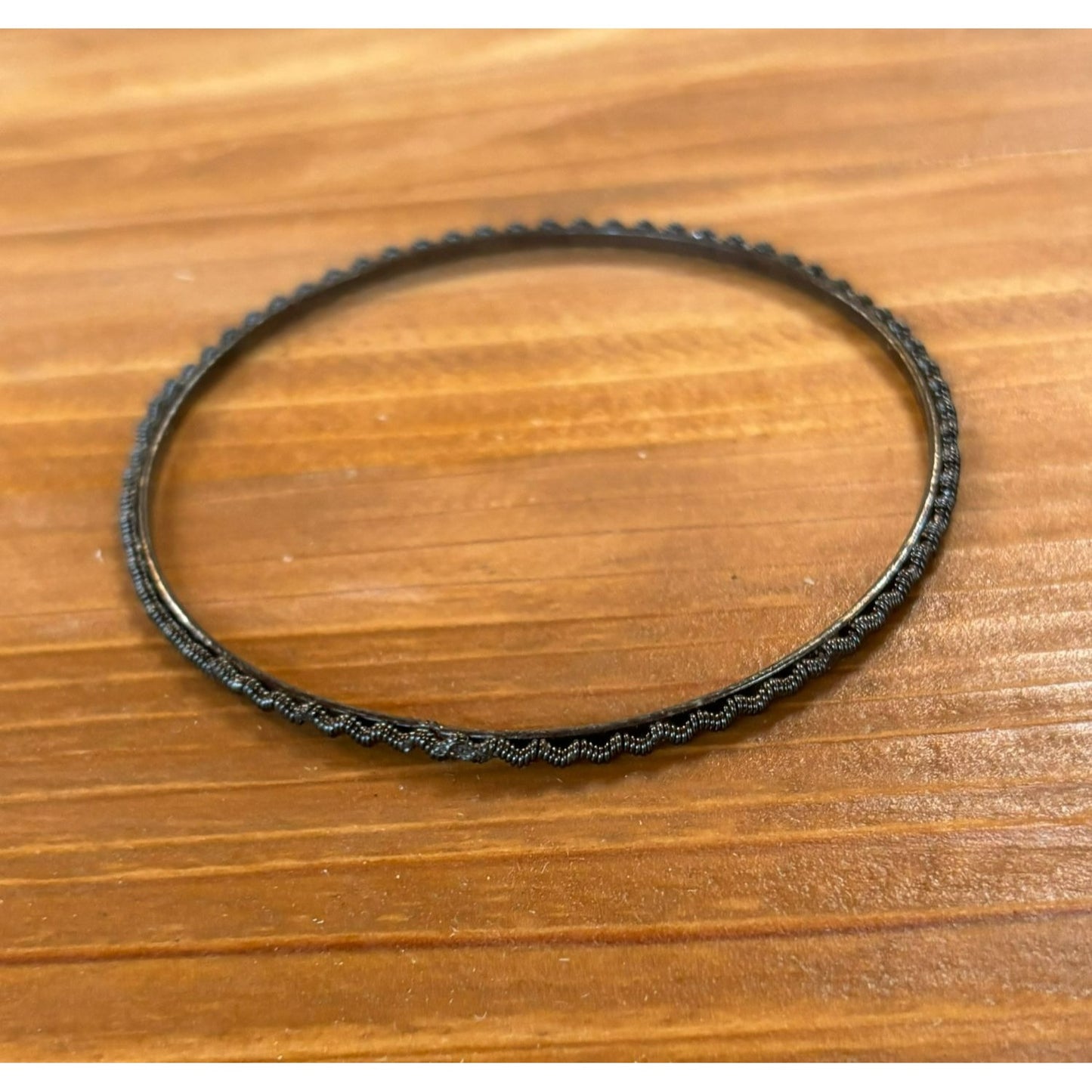 Sterling Silver Bangle With Textured Modernist Design