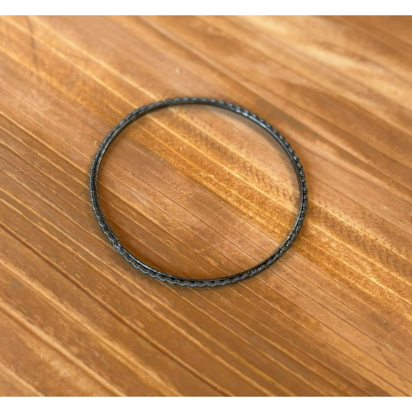 Sterling Silver Bangle With Textured Modernist Design
