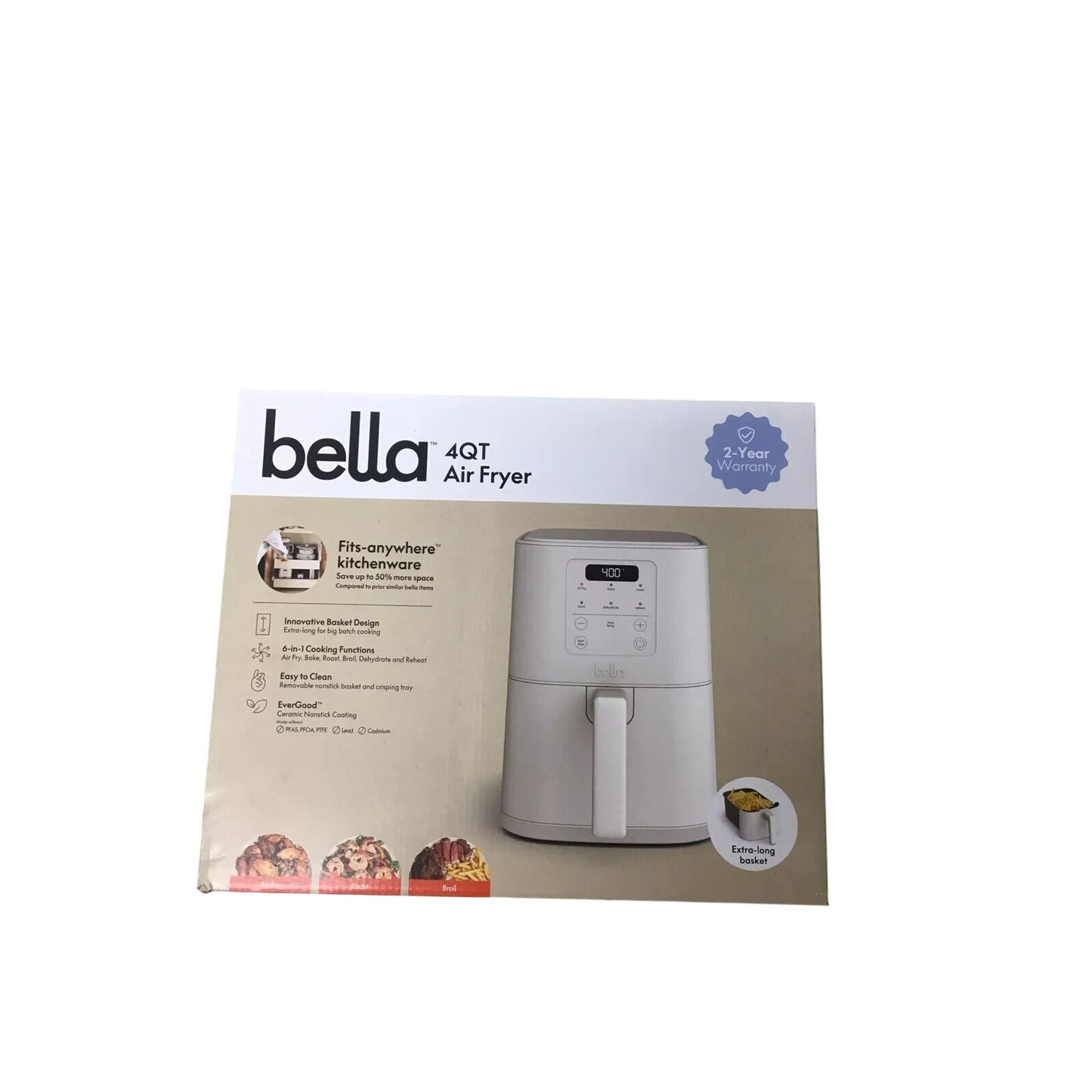 bella 4qt Slim Air Fryer, Oatmilk
