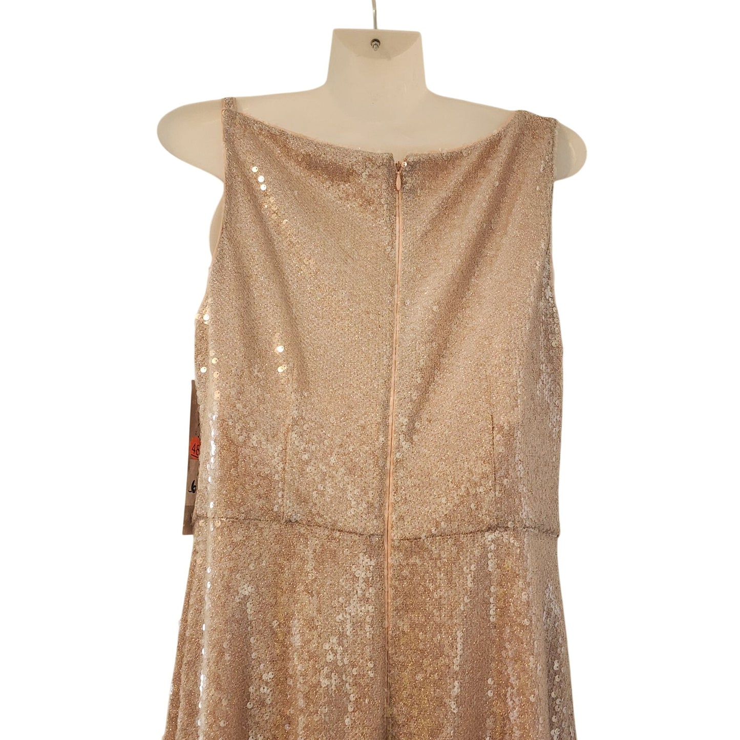 Kay Unger Sequined Champagne Gold Evening Gown dress With Cowl Neckline.