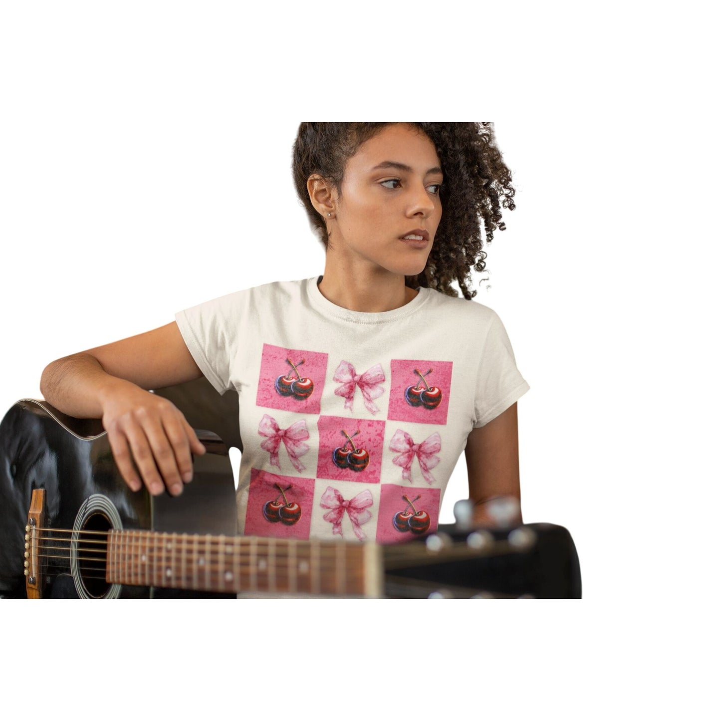 Pretty in Bows & Cherries - Coquette Design WOMENS T-Shirt Cute Casual Style