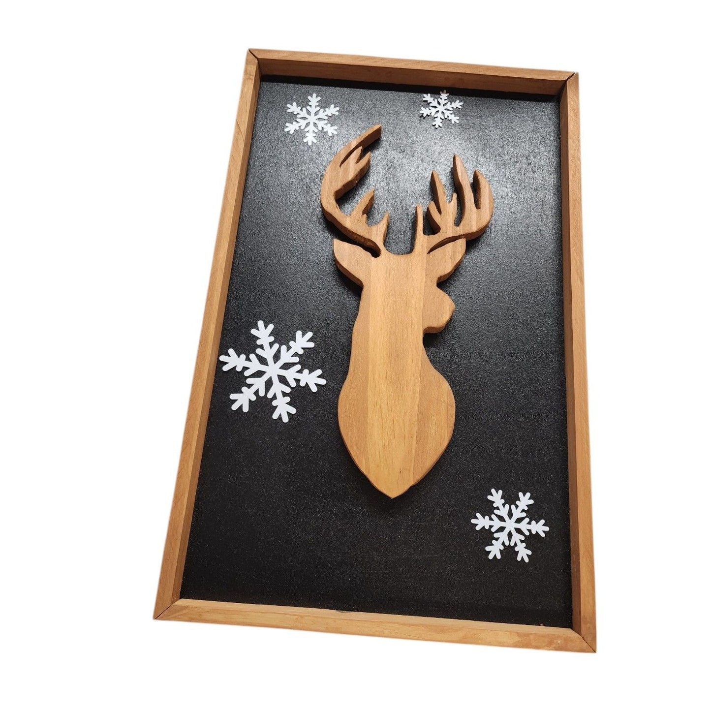 Handmade Stags Head Silhouette Wall Art With Wooden Frame