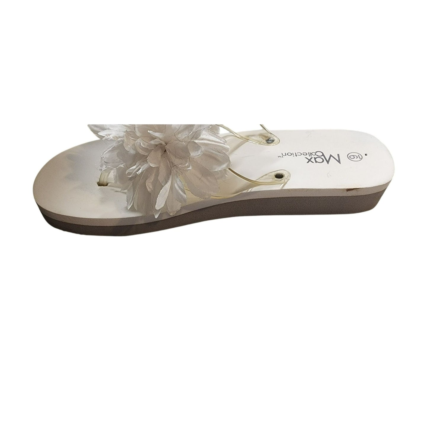 Max Collection Womens White Floral slide With Clear Straps sandal Size 9
