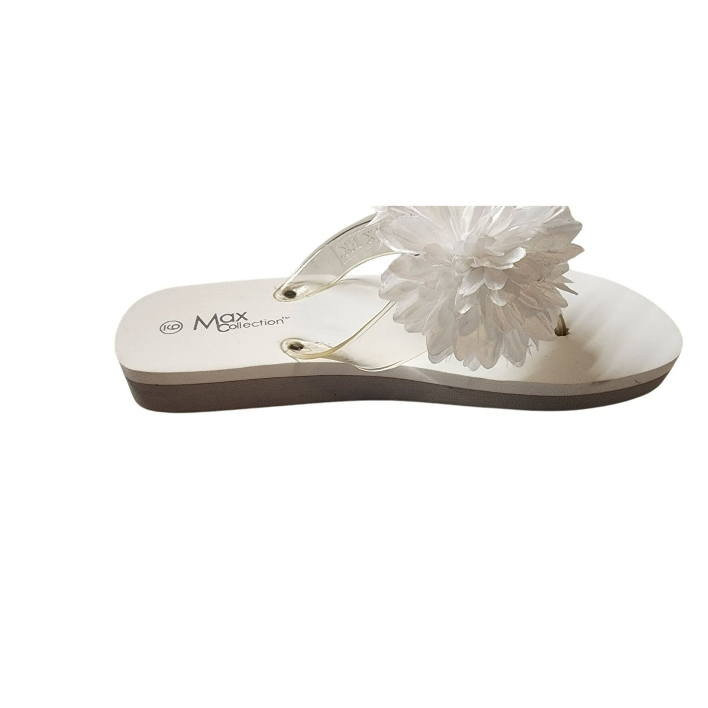 Max Collection Womens White Floral slide With Clear Straps sandal Size 9