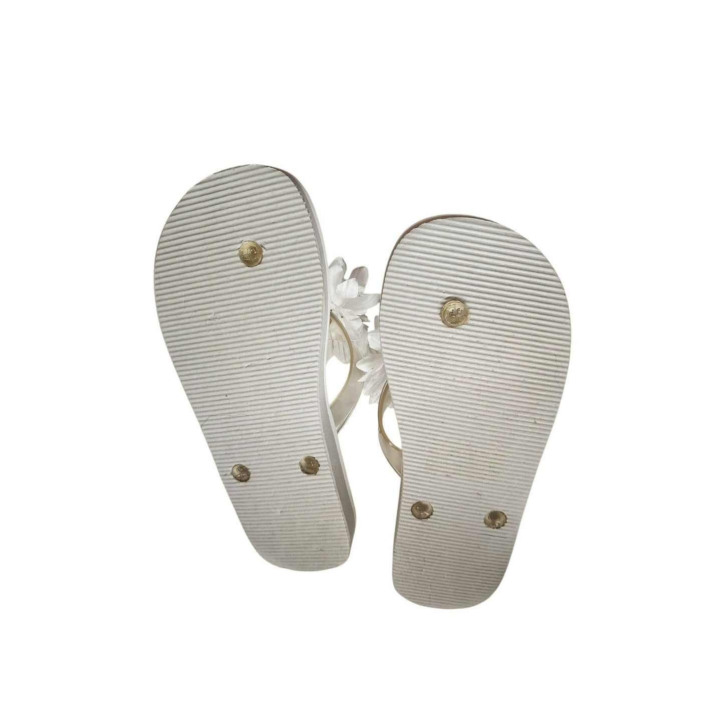 Max Collection Womens White Floral slide With Clear Straps sandal Size 9