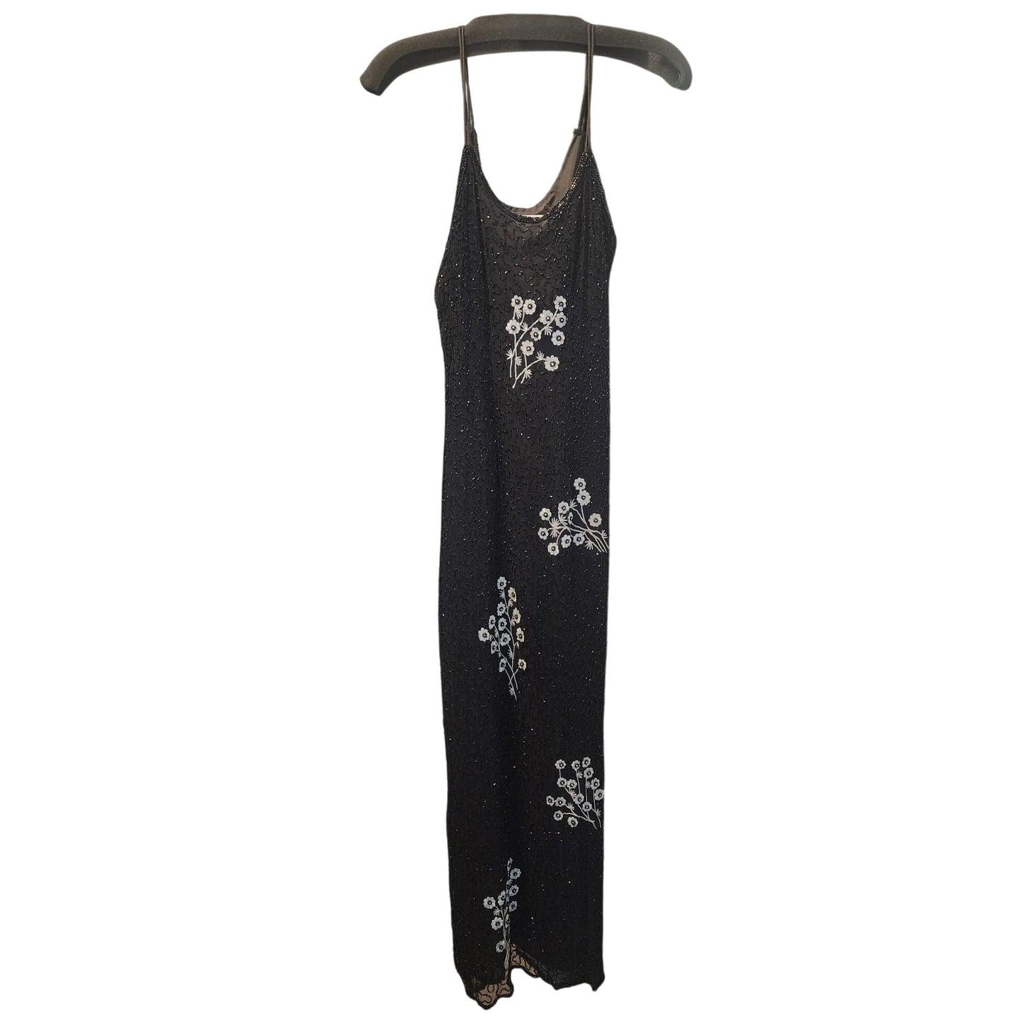 Vintage Mark & John Women's Sequins Beaded Black Silver Dress Size L