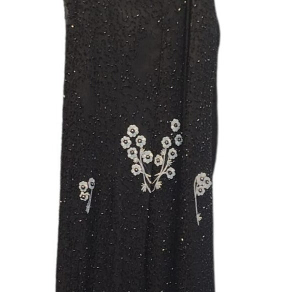 Vintage Mark & John Women's Sequins Beaded Black Silver Dress Size L