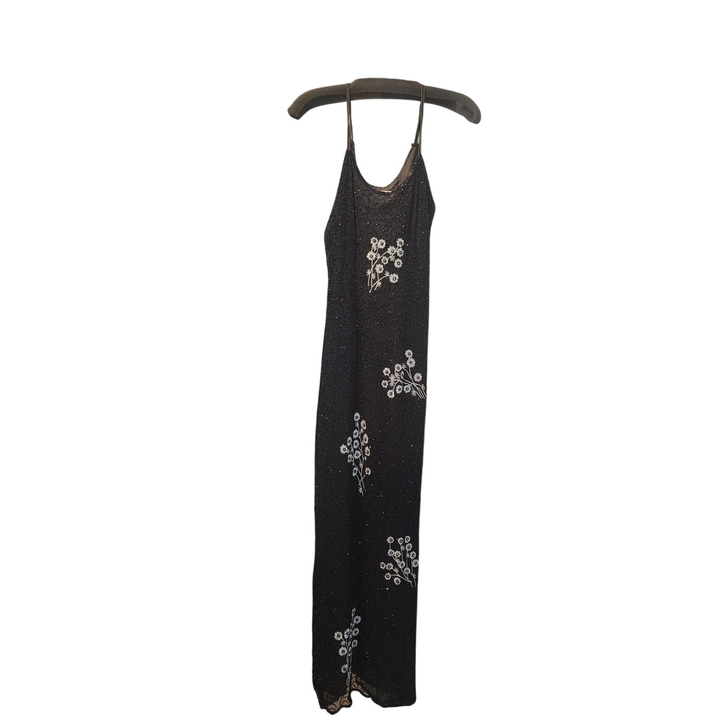 Vintage Mark & John Women's Sequins Beaded Black Silver Dress Size L