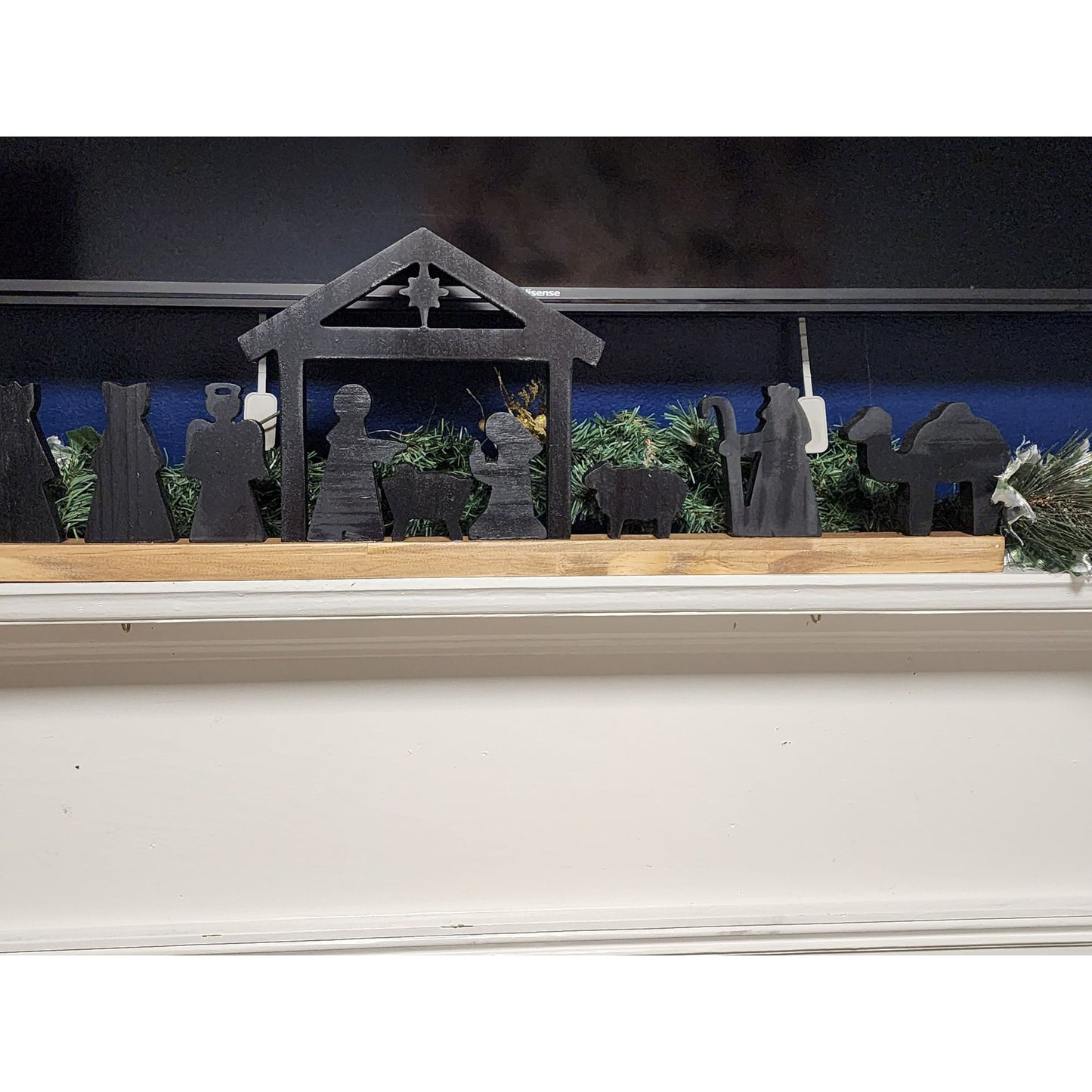 Handcrafted Wooden Nativity Scene Decoration With Simple Silhouette Design