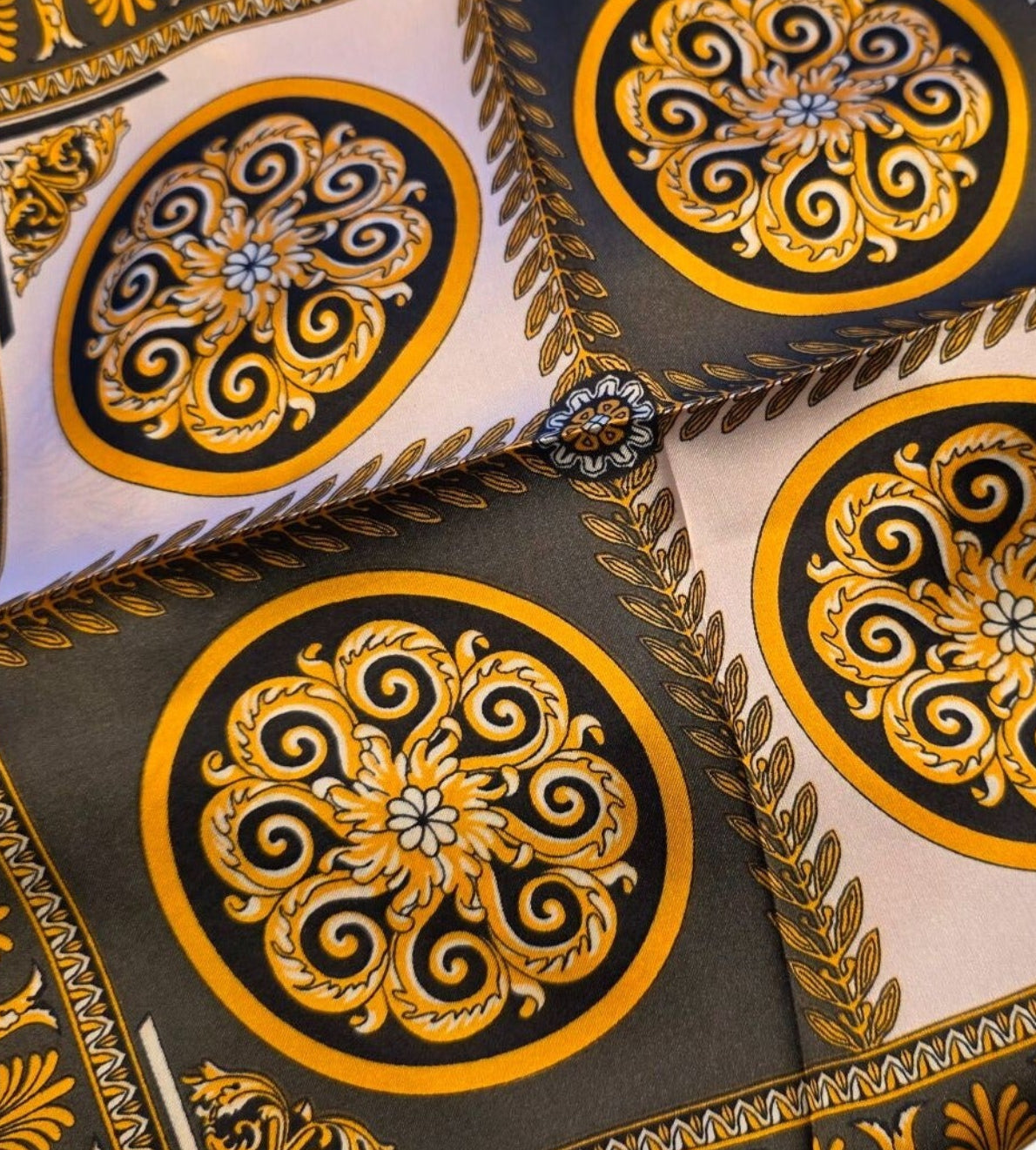 Versace-Inspired Lightweight Scarf With Baroque & Medallion Print