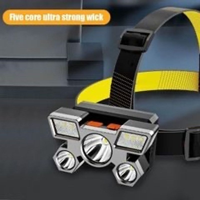 Rechargeable LED Headlamp With 5-Core Ultra Bright Lighting & Adjustable Strap