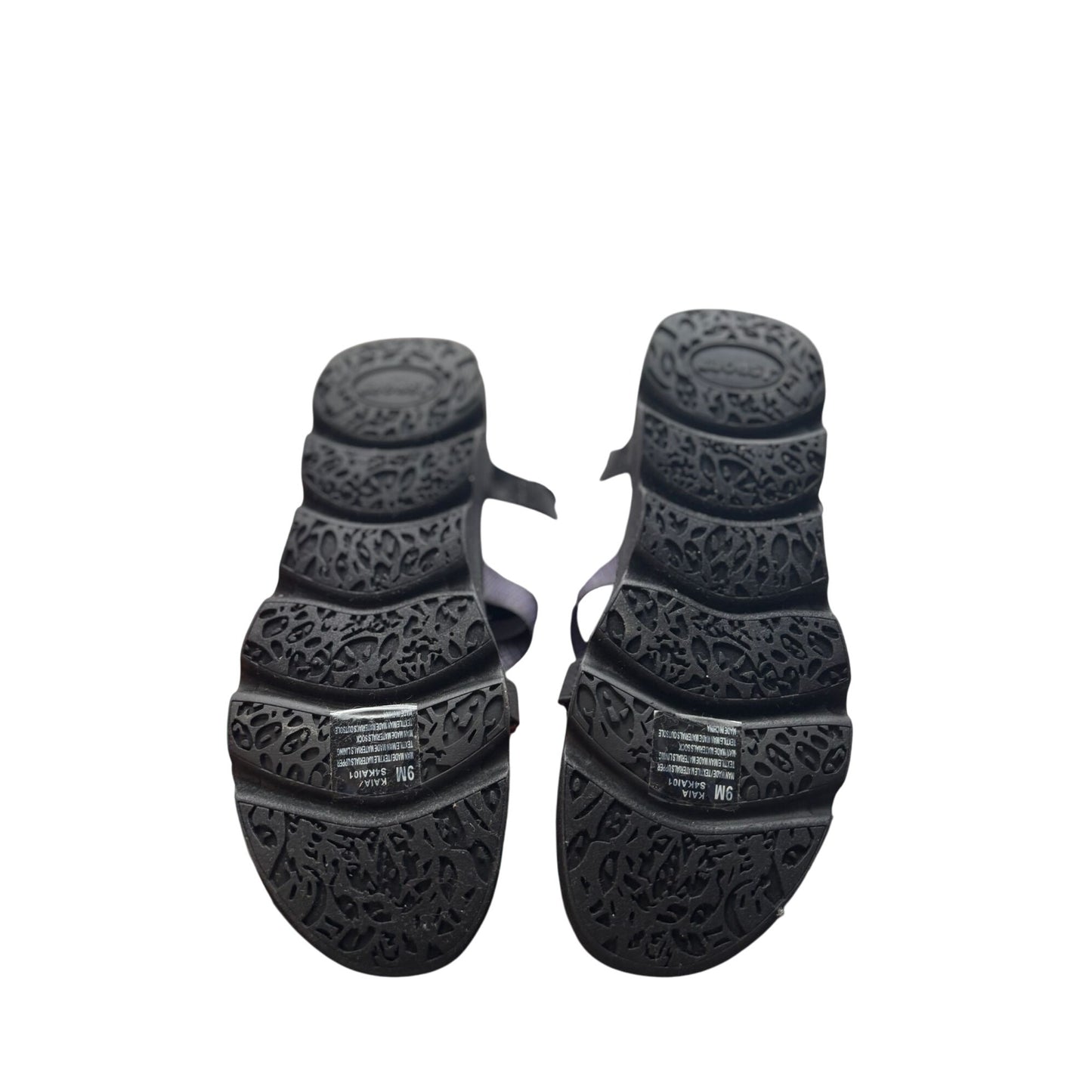 J Sport Kaia Ladies Size 7 Black & Purple Sandals With Comfortable Contoured Soles & Adjustable Straps