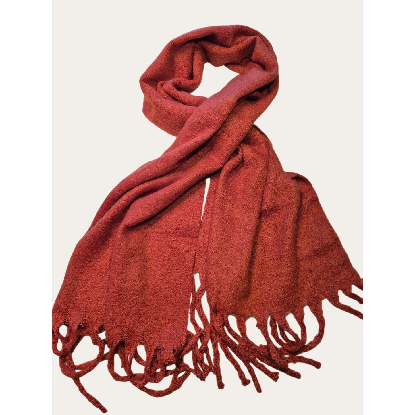 Oversized Chunky Winter Scarf with Fringe, Cozy Blanket-Style Wrap